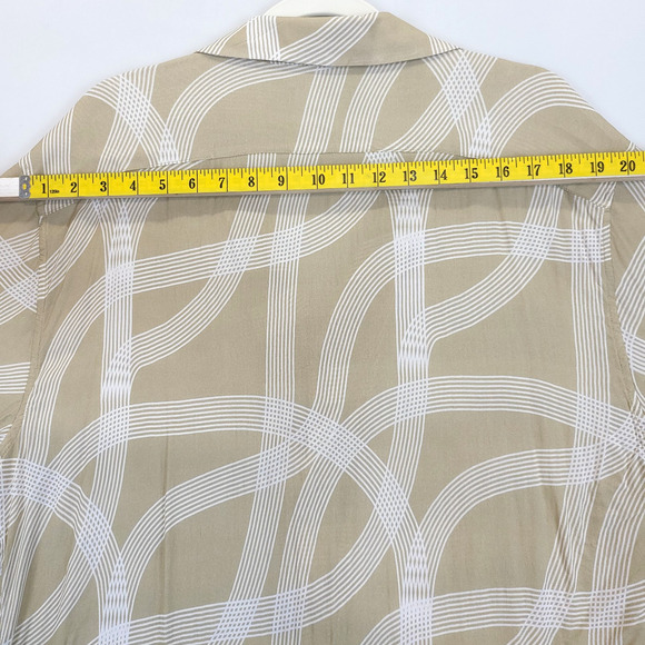 Tailored Athlete Button Up Shirt Curve Stripe Men XXL Tan White Short Sleeve - Picture 6 of 11